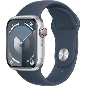 Apple Watch Series 9 Cellular 41 Mm Zilver Aluminium Case/stormblauw Sport Band - S/m