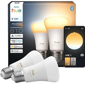 Philips - Hue Smart Lamp - Wit - Peer A60 - 2 Stuks - Zigbee