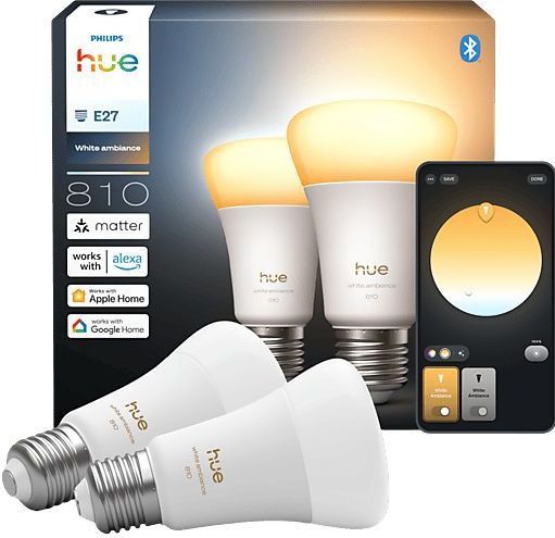 Philips - Hue Smart Lamp - Wit - Peer A60 - 2 Stuks - Zigbee