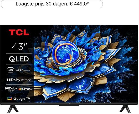 TCL - 43T69C - QLED Google TV - 43 inch - Brushed Metallic - 4K Ultra HD