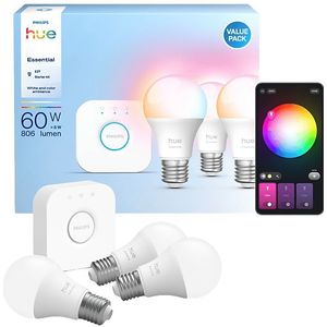 Philips - Hue White & Color Ambiance - Starter Kit - 3 Slimme E27 Lampen - 806 Lumen