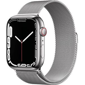 Apple Watch Series 7 Cellular 45 Mm Zilver Roestvrij Staal / Milanees Bandje