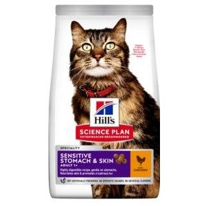 2 x 1,5 kg Hill's Adult Sensitive Stomach & Skin met kip kattenvoer