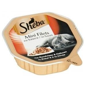 Sheba Mini Filets met rund en kalkoen in saus natvoer kat (kuipjes 85 g)