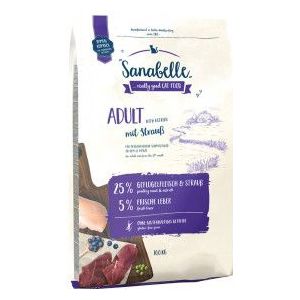 10 kg + 2 kg gratis Sanabelle Adult kattenvoer met struisvogel