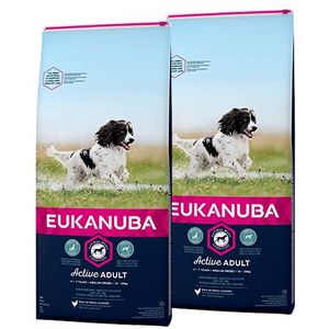 2 x 15 kg Eukanuba Adult Medium Breed kip hondenvoer
