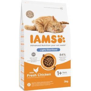 10 kg Iams Adult Light/Sterilised kip kattenvoer