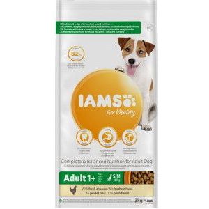 2 x 3 kg Iams for Vitality Adult Small & Medium met kip hondenvoer