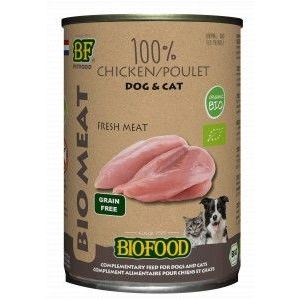BF Petfood Biofood Organic 100% kippenvlees natvoer hond & kat (blik 400 g)