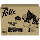 Purina Felix Elke Dag Feest Mix Selectie met tonijn, kabeljauw, rund, kip in gelei natvoer kat (80x85 g)
