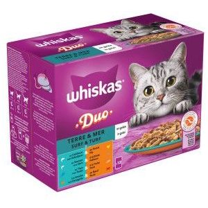 Whiskas 1+ Duo Surf & Turf in gelei multipack (12 x 85 g)