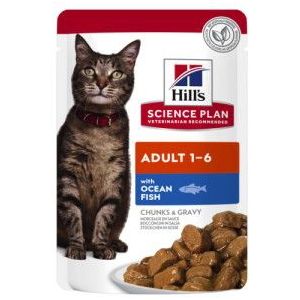 Hill's Adult zeevis nat kattenvoer zakjes 85 gr
