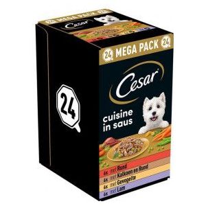 Cesar Cuisine in saus multipack natvoer hond alukuipjes (150 g)