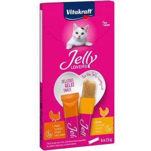 Vitakraft Jelly Lovers met kip & kalkoen kattensnack (6 x 15 g)