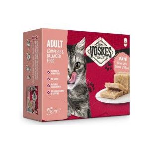 Voskes Adult - Paté heek met zalm & erwten natvoer kat (8x85 g)