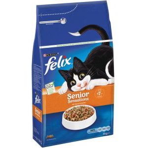 4 x 4 kg Felix Senior Sensations kip, granen, groentensmaak kattenvoer