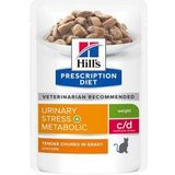 Hill's Prescription Diet C/D Multicare Stress + Metabolic natvoer kat met kip maaltijdzakje multipack