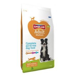 12 + 3 kg gratis Smølke Adult Medium hondenvoer