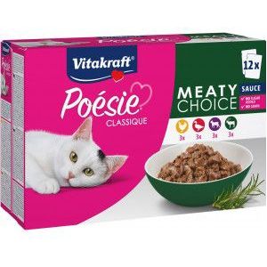 Vitakraft Poésie Classique Meaty Choice in saus natvoer kat (12 x 85 g)