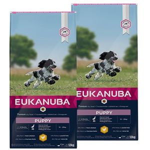 2 x 15 kg Eukanuba Puppy Medium Breed kip hondenvoer