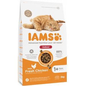 3 kg Iams Adult Indoor kattenvoer met verse kip