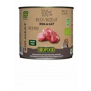 BF Petfood Biofood Organic 100% rundvlees natvoer hond & kat (blik 200 g)