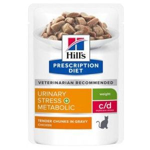 Hill's Prescription Diet C/D Multicare Stress + Metabolic natvoer kat met kip maaltijdzakje multipack