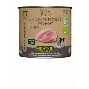 BF Petfood Biofood Organic 100% kippenvlees natvoer hond & kat (blik 200g)