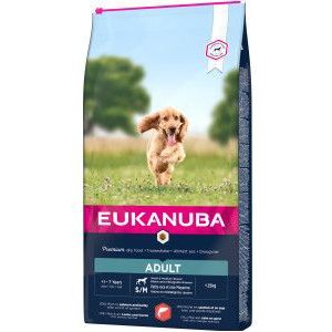 2 x 12 kg Eukanuba Adult Small Medium met zalm & gerst hondenvoer