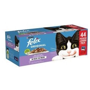 Purina Felix Original Mix Selectie met rund, kip, tonijn, zalm in gelei natvoer kat (44x85g)