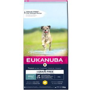 2 x 12 kg Eukanuba Adult Small & Medium kip graanvrij hondenvoer