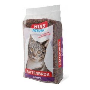 2 x 10 kg Huismerk Kattenbrok 3-Mix Kattenvoer