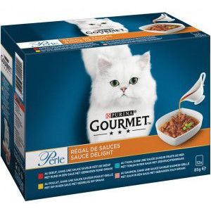 Gourmet Perle Sauce Delight met rund/kip/tonijn/zalm nat kattenvoer 85g zakje