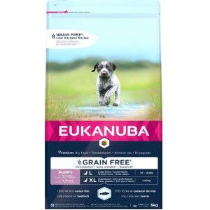 12 kg Eukanuba Puppy & Junior L/XL graanvrij zeevis hondenvoer