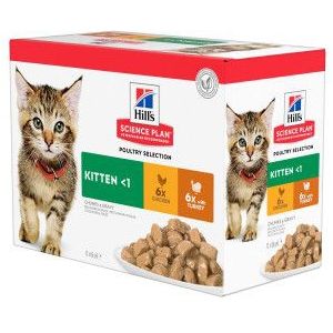 Hill's Kitten Poultry Selection combi kip kalkoen nat kattenvoer 85g