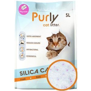 3 x 5 liter (6,6kg) Purly silica kattenbakvulling Baby Powder