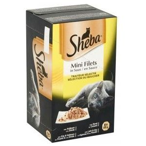 Sheba Mini Filets Gevogelte Selectie in saus natvoer kat (kuipjes 85 g)