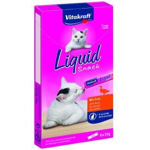 Vitakraft Liquid Snacks met eend kattensnoep (6 x 15 g)