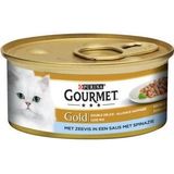 Gourmet Gold Luxe Mix met zeevis in een saus met spinazie natvoer kat (24x85 g)