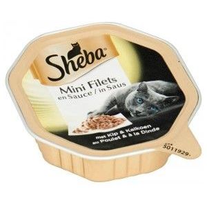Sheba Mini Filets met kip en kalkoen in saus natvoer kat (kuipjes 85 g)