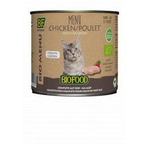 BF Petfood Biofood Organic Kip Bio menu Struvite Control natvoer kat (blik 200 gram)
