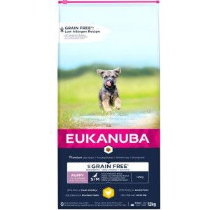 2 x 12 kg Eukanuba Puppy Small & Medium kip graanvrij hondenvoer