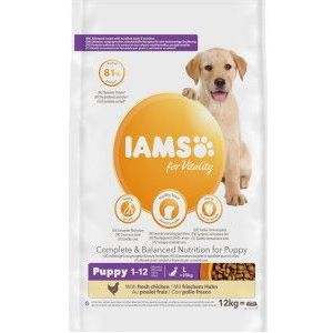 12 kg Iams for Vitality Puppy Large met kip hondenvoer