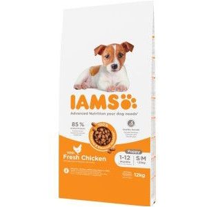 12 kg Iams for Vitality Puppy Small & Medium met kip hondenvoer