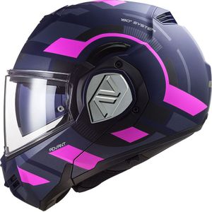 LS2 FF906 Advant Velum, opklapbare helm, Mat Donkerblauw/Neon-Pink, 3XL