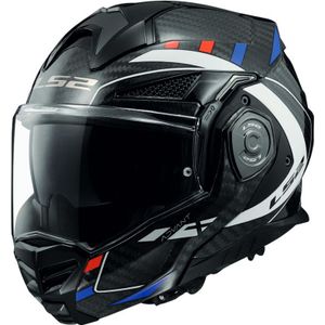LS2 FF901 Advant X Carbon Future, modulaire helm, Zwart/Rood/Wit/Blauw, M