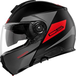 Schuberth C5 Eclipse, opklapbare helm, Mat Zwart/Donkergrijs/Rood, XL (60/61)