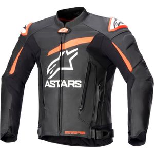 Alpinestars GP Plus V4, leren jas, Zwart/Neon-Rood/Wit, 50