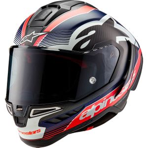 Alpinestars Supertech S-R10 Team, integraalhelm, Zwart/Neon-Rood/Donkerblauw, XXL