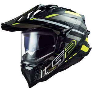 LS2 MX701 Explorer Carbon Edge, enduro helm, Zwart/Neon-Geel/Grijs, XS